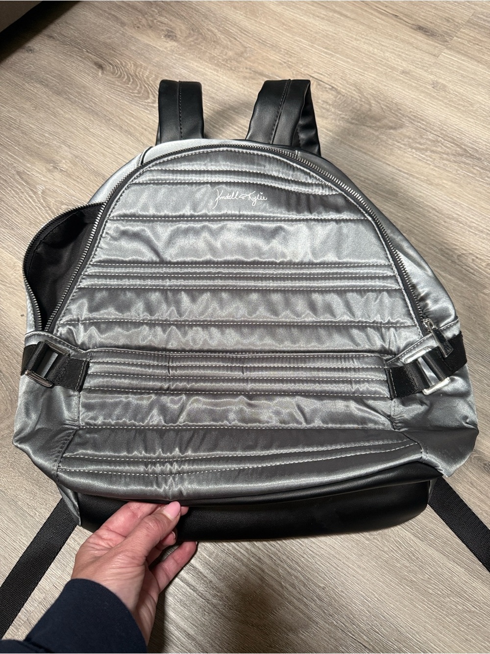 Kendall & Kylie Quilted Metallic Backpack in Silver - Unknown Brand